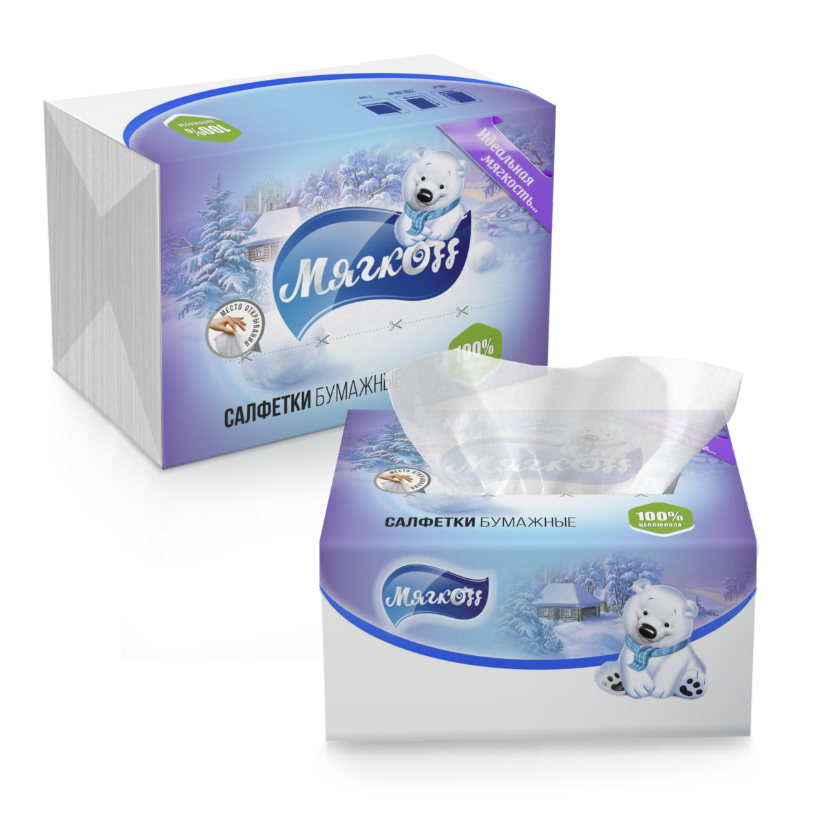 Салфетки "Мягкоff", белые оптом